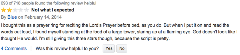 Illustration for article titled Reviews For This "Tengwar Script Men's Lord Prayer Ring" Are Excellent